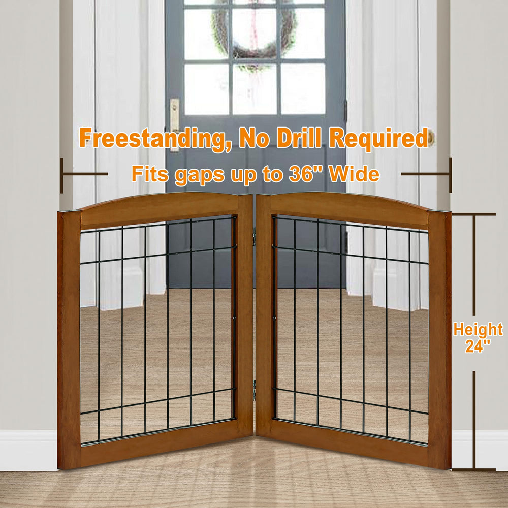 LZRS cherry wood gate installed in a doorway for pet containment.