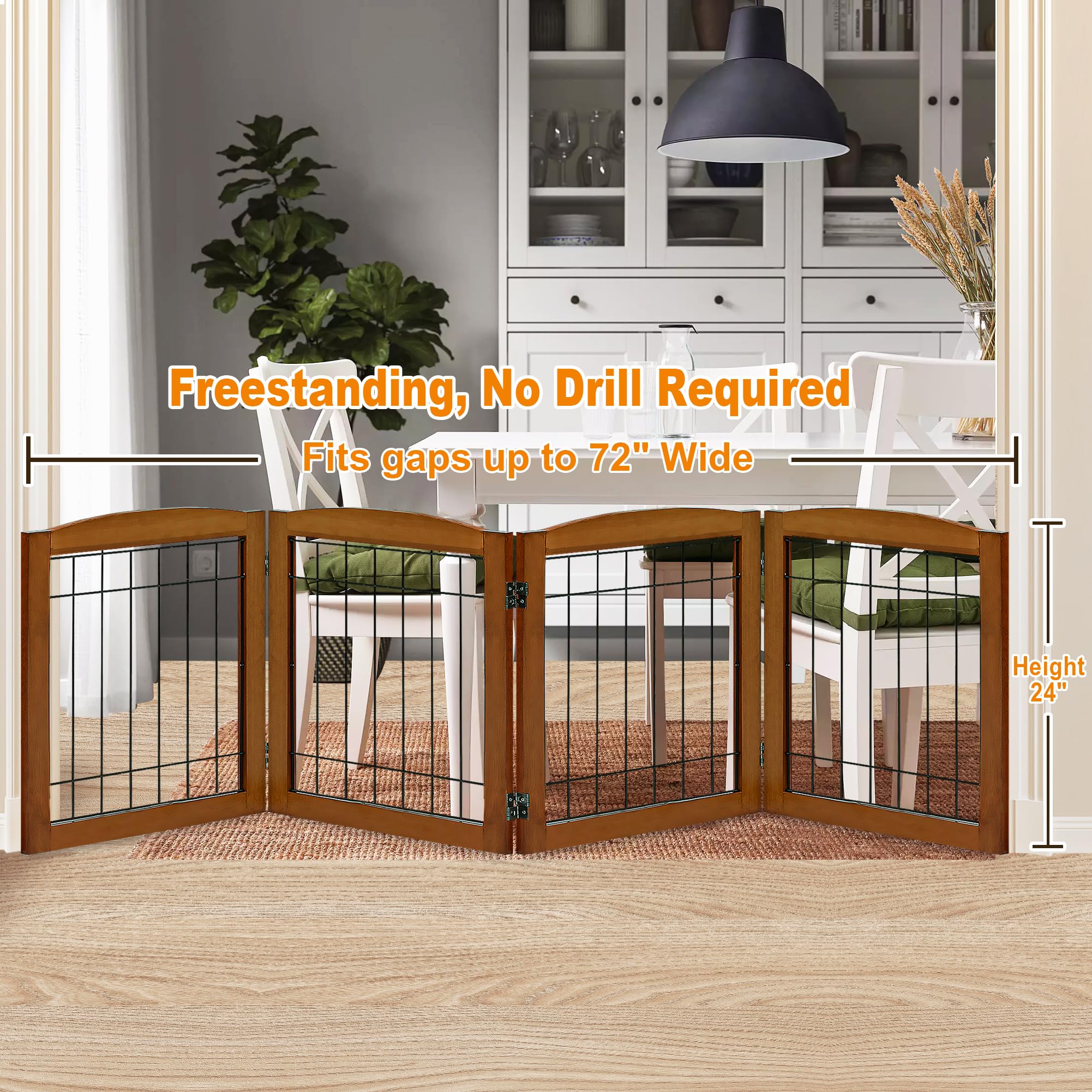 LZRS 4-panel dog gate 360-degree-hinge enables versatile setup in tight hallways.