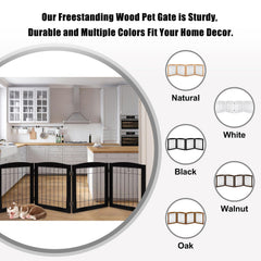 LZRS 4-panel gate wood-metal-contrast blends decor and provides chew-resistant barriers.