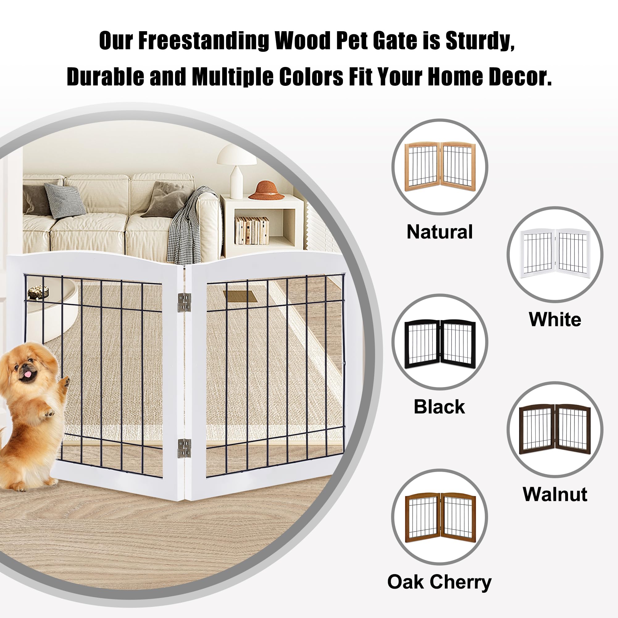 LZRS Chew-resistant rods dog gate detail emphasizes reinforced anti-chew rails.