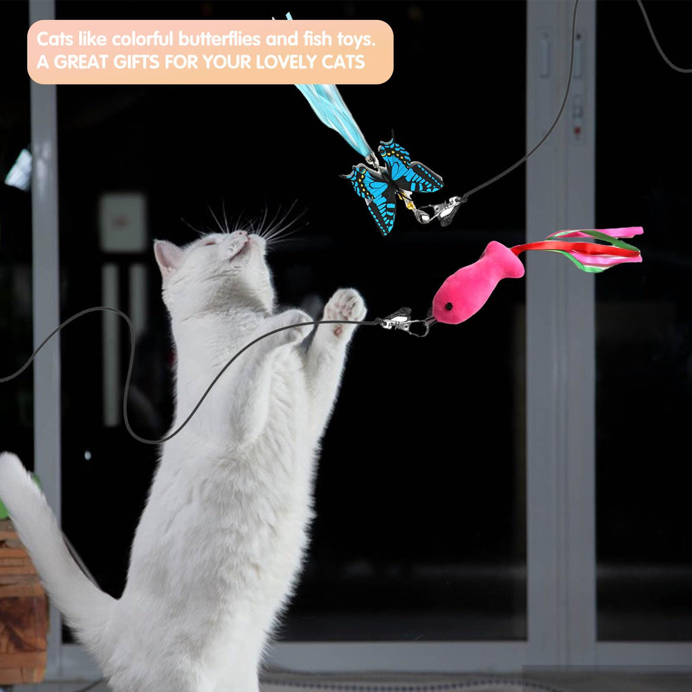 M JJYPET cat feather toys set ready for indoor play sessions and enrichment.