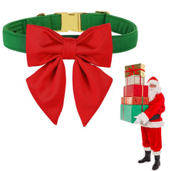 M MACA BATES Christmas Grass Green dog collar with bow for Instagram-ready moments