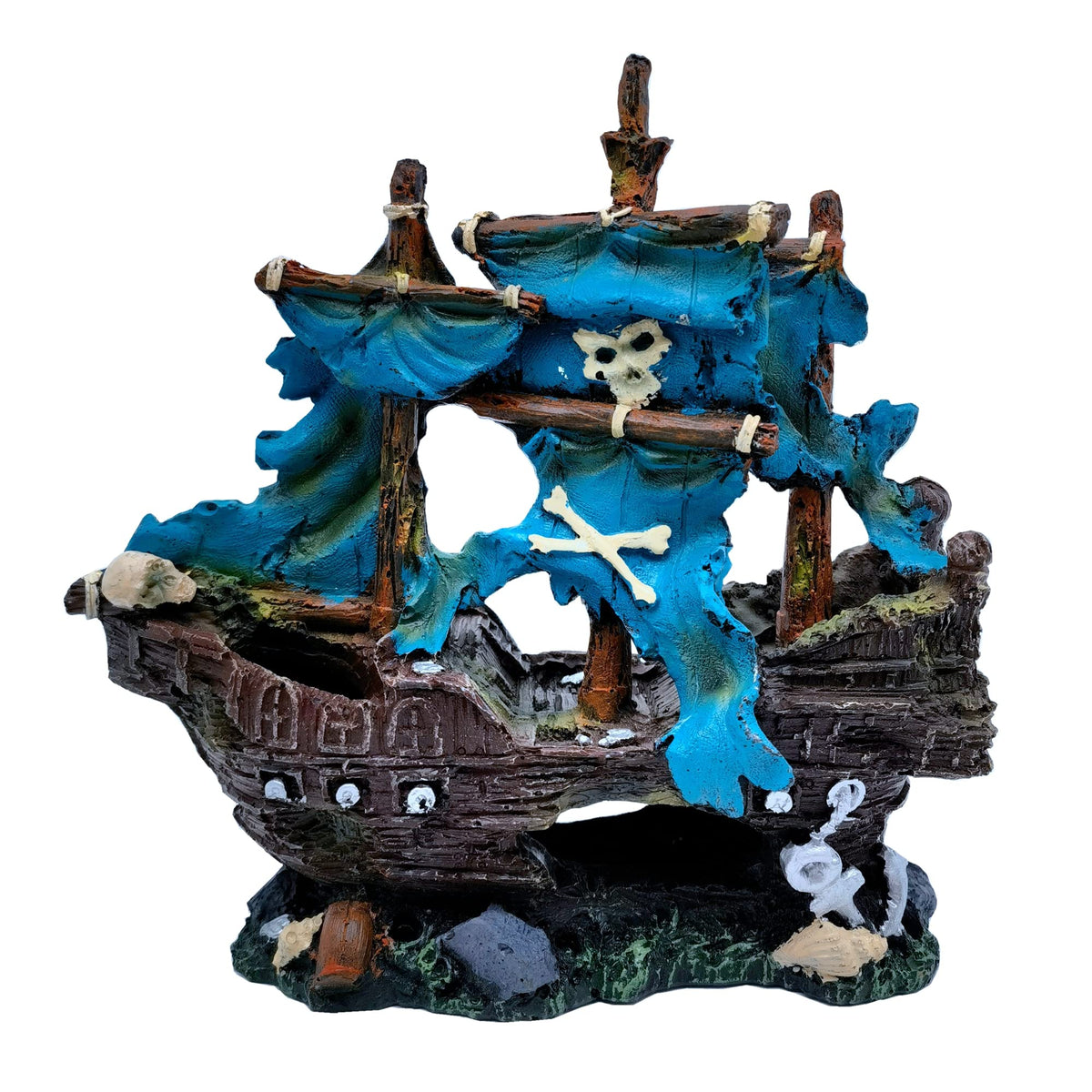 M2cbridge blue pirate shipwreck decor creates an engaging fish hideout and focal point.