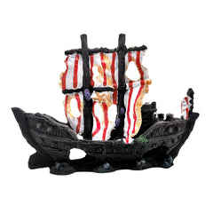 M2cbridge Striped Pirate Shipwreck resin decor fits freshwater and saltwater tanks.