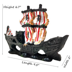 M2cbridge Striped Pirate Shipwreck has a flat bottom for stable placement.