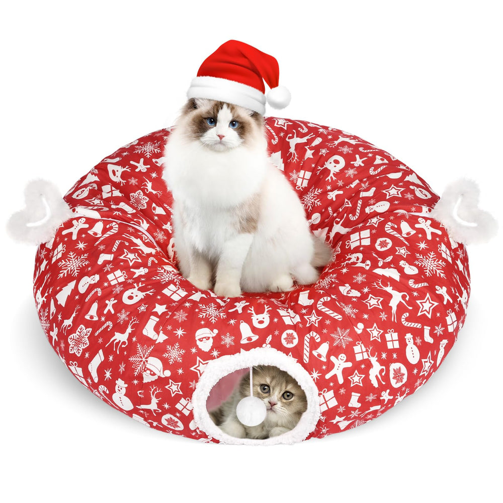 Maansfy Cat Tunnel Bed donut design closeup highlights plush interior for warm naps.