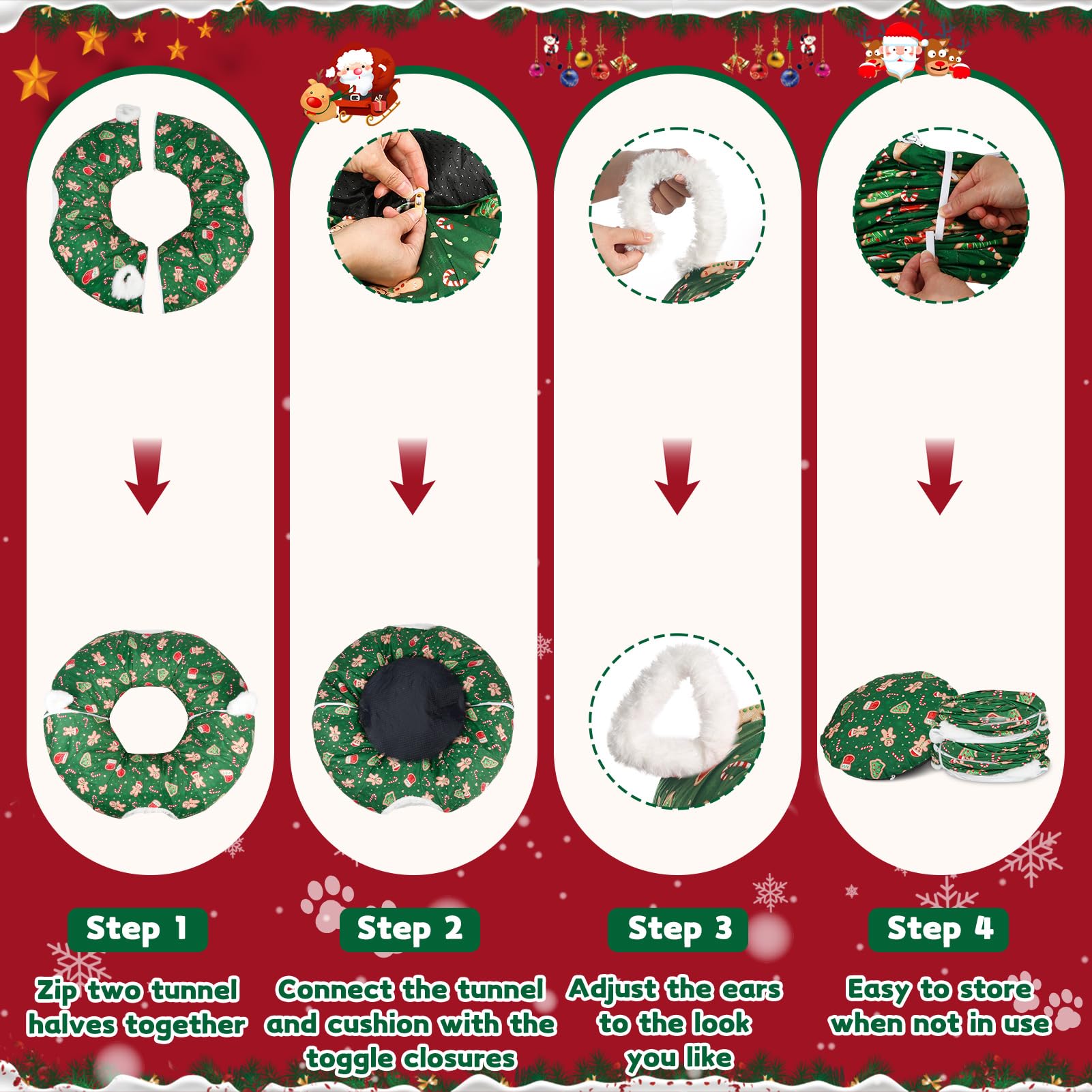 Maansfy cat tunnel bed green donut shape view versatile tunnel for play