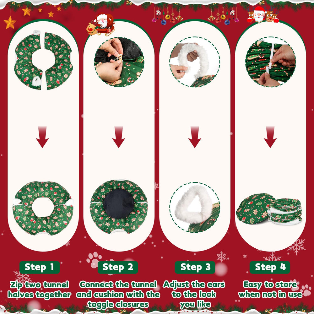 Maansfy cat tunnel bed green donut shape view versatile tunnel for play