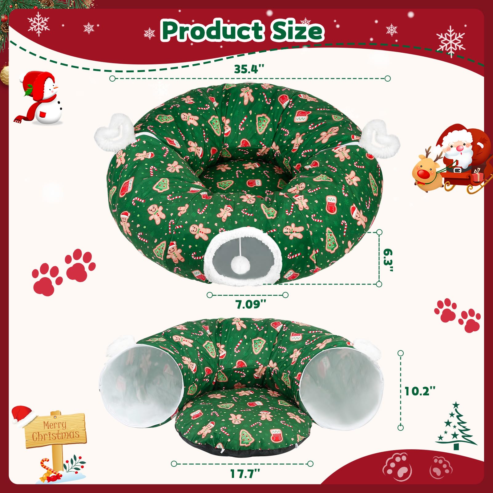 Maansfy cat tunnel bed green foldable storage view easy to store