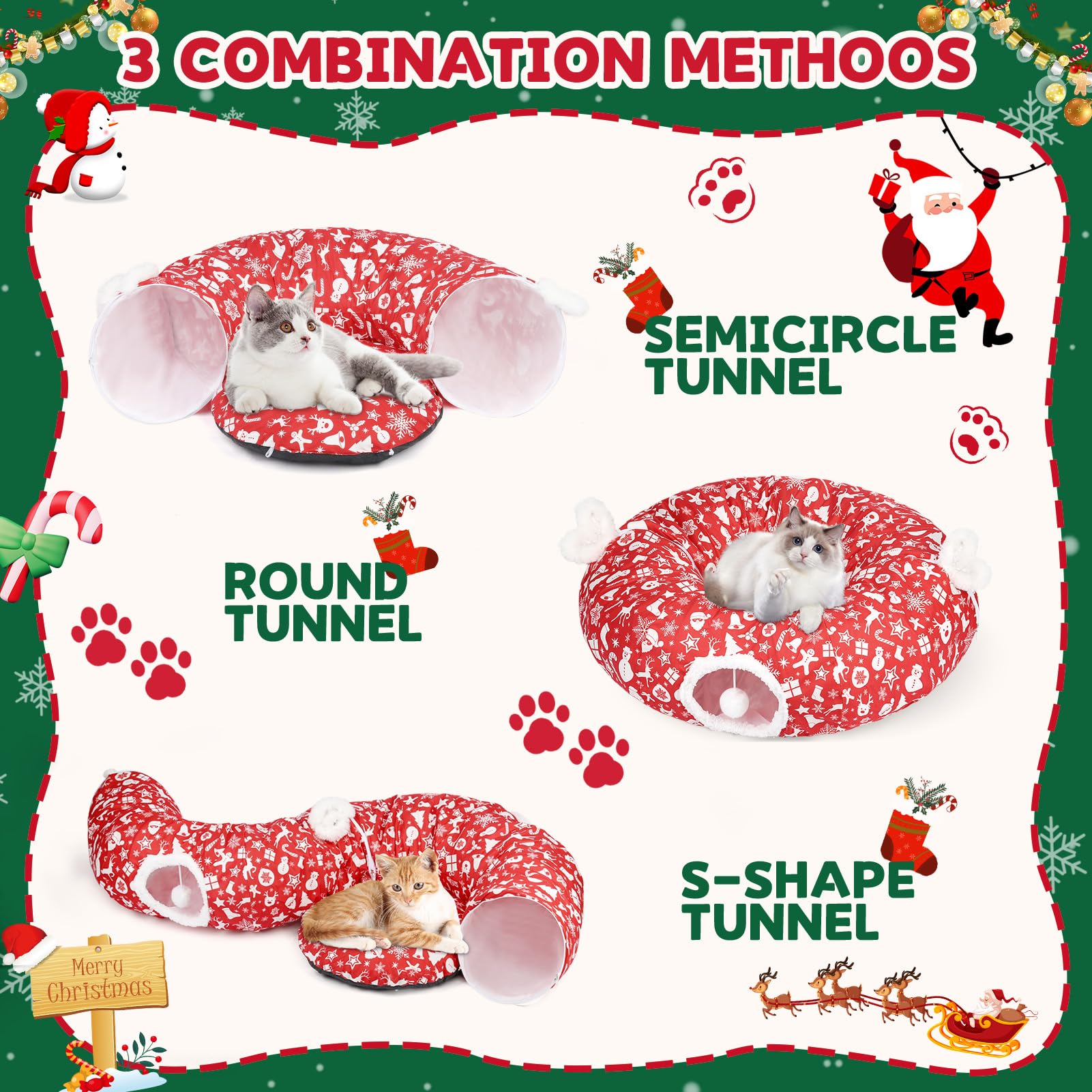 Maansfy Cat Tunnel Bed hanging ball feature invites interactive play sessions.
