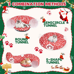 Maansfy Cat Tunnel Bed hanging ball feature invites interactive play sessions.