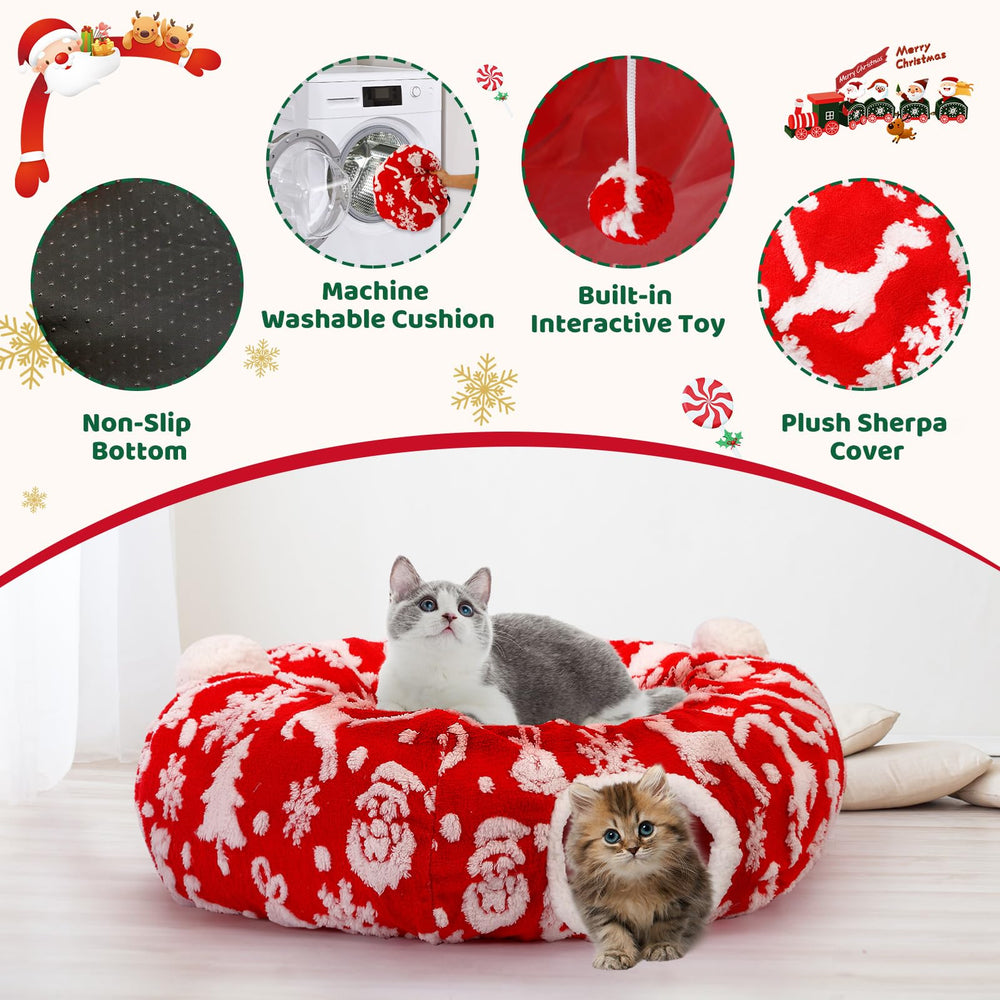 Maansfy peekaboo cat cave shows plush soft fabric for warm, secure hideaway.