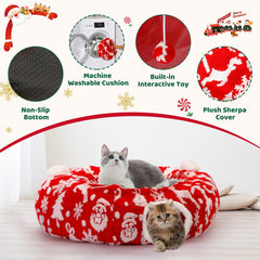 Maansfy peekaboo cat cave shows plush soft fabric for warm, secure hideaway.