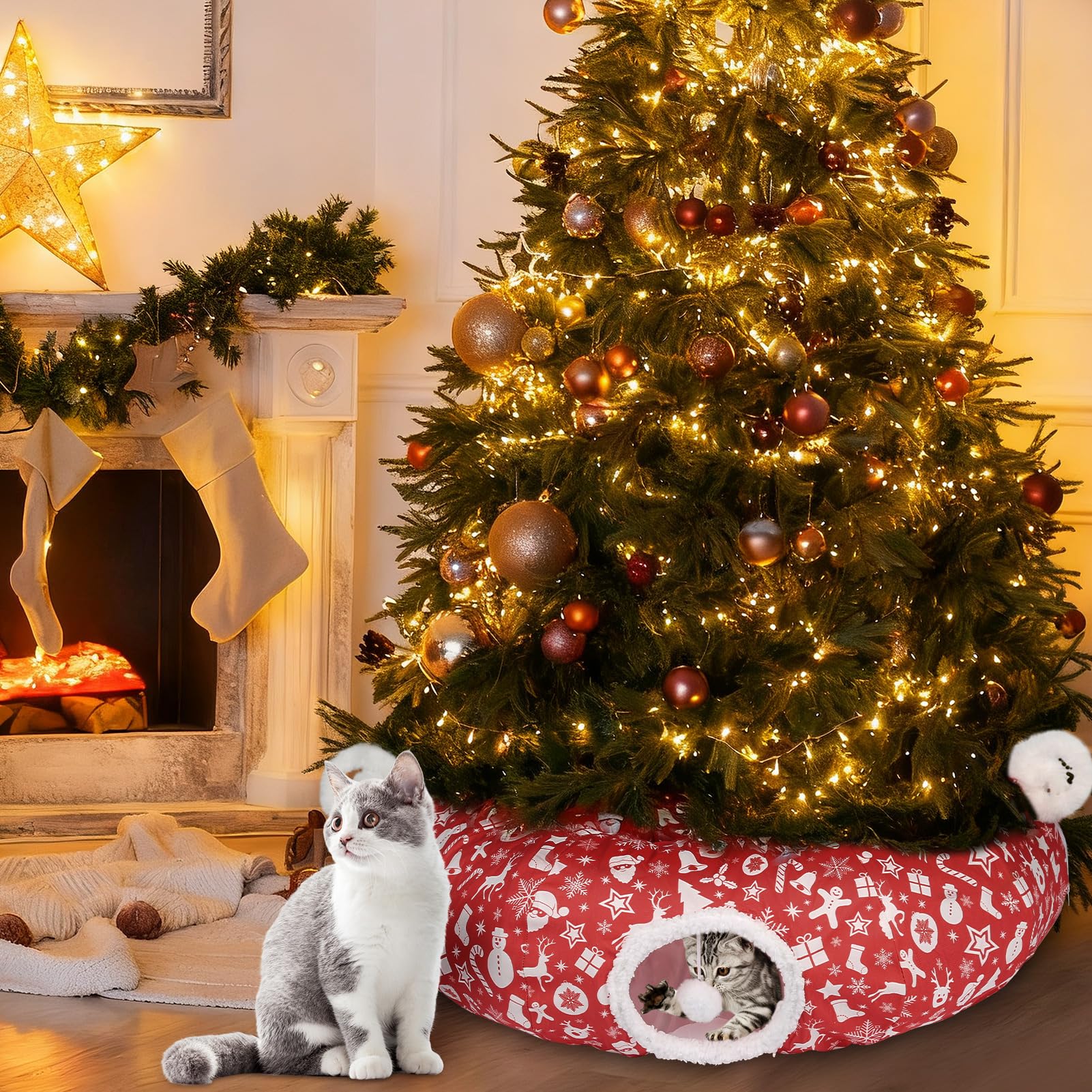 Maansfy Cat Tunnel Bed size-inclusive range accommodates kittens to large cats.