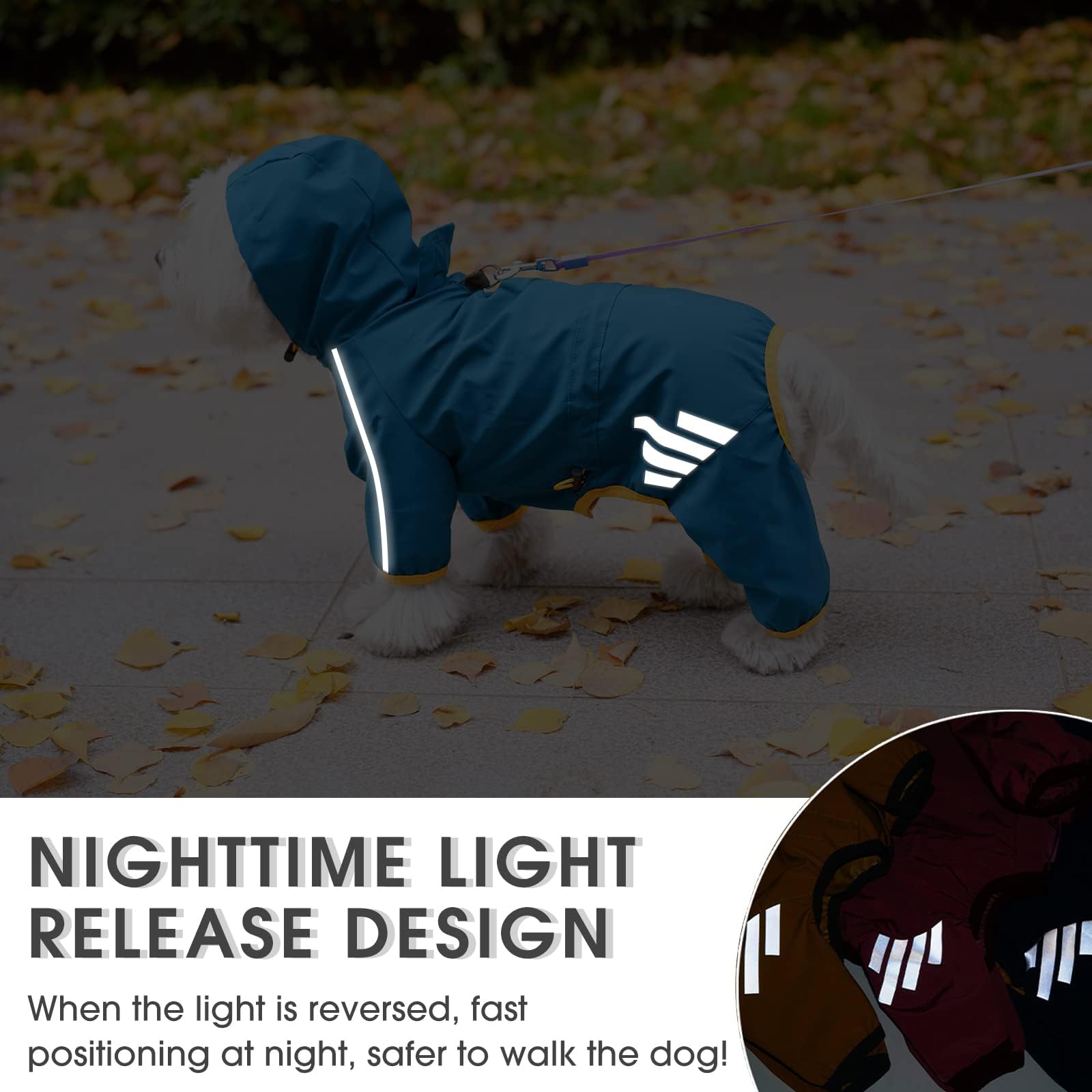Mabawa dog raincoat leash hole enables easy leash access during outdoor adventures.
