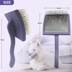 MABCM pet-comb 2in1 stainless-steel-teeth smoothes loose fur and dander.
