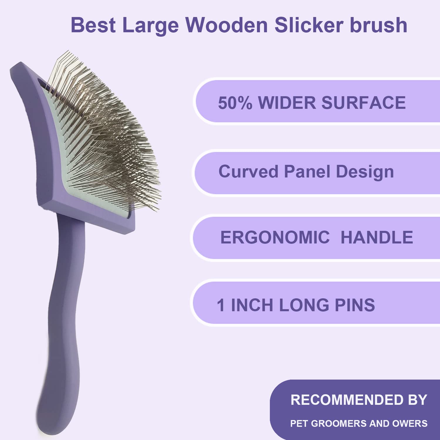 MABCM slicker cushion-pad retractable protects pet skin during brushing.