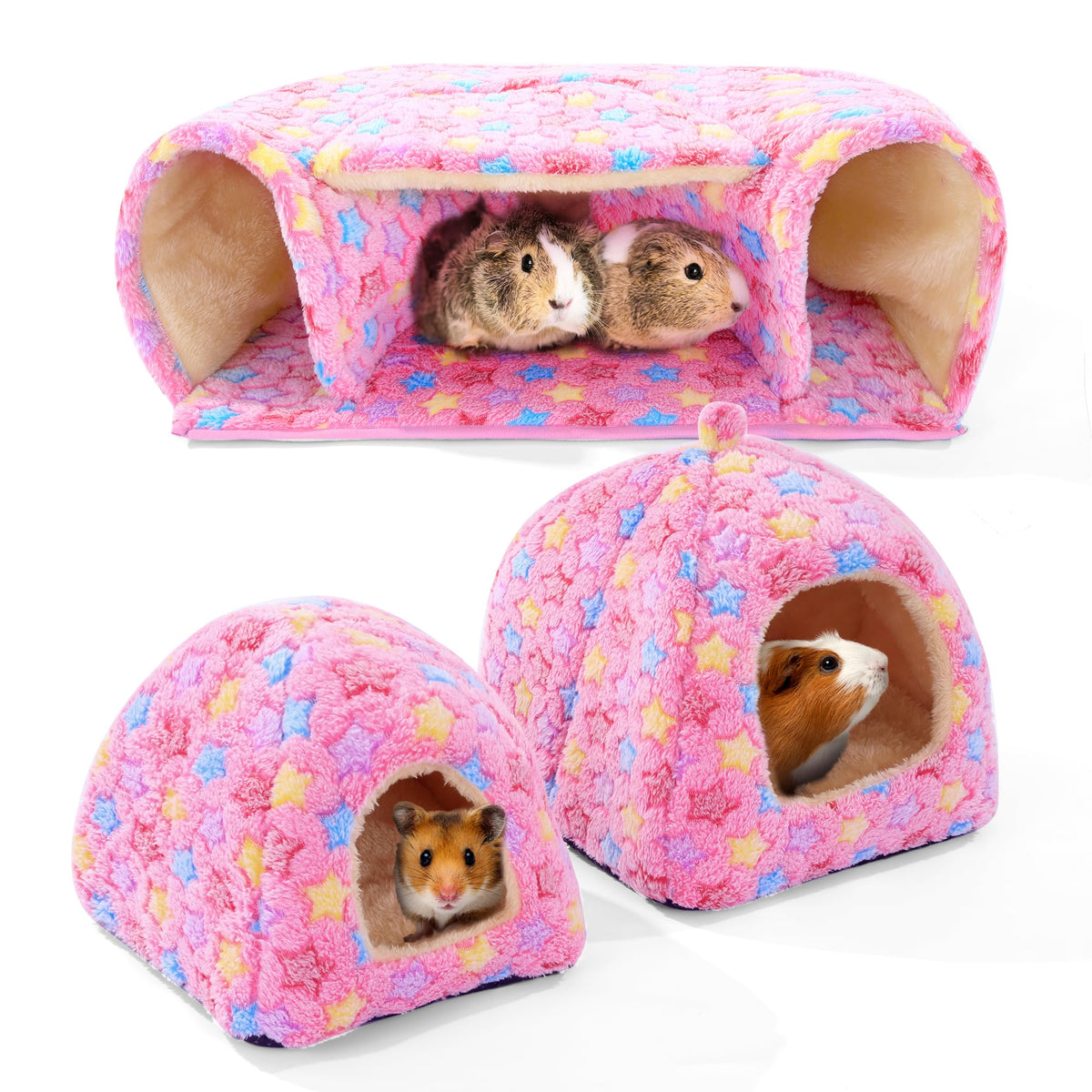 MABOZOO 3 Pack Guinea Pig House Accessories front view, warm resting space