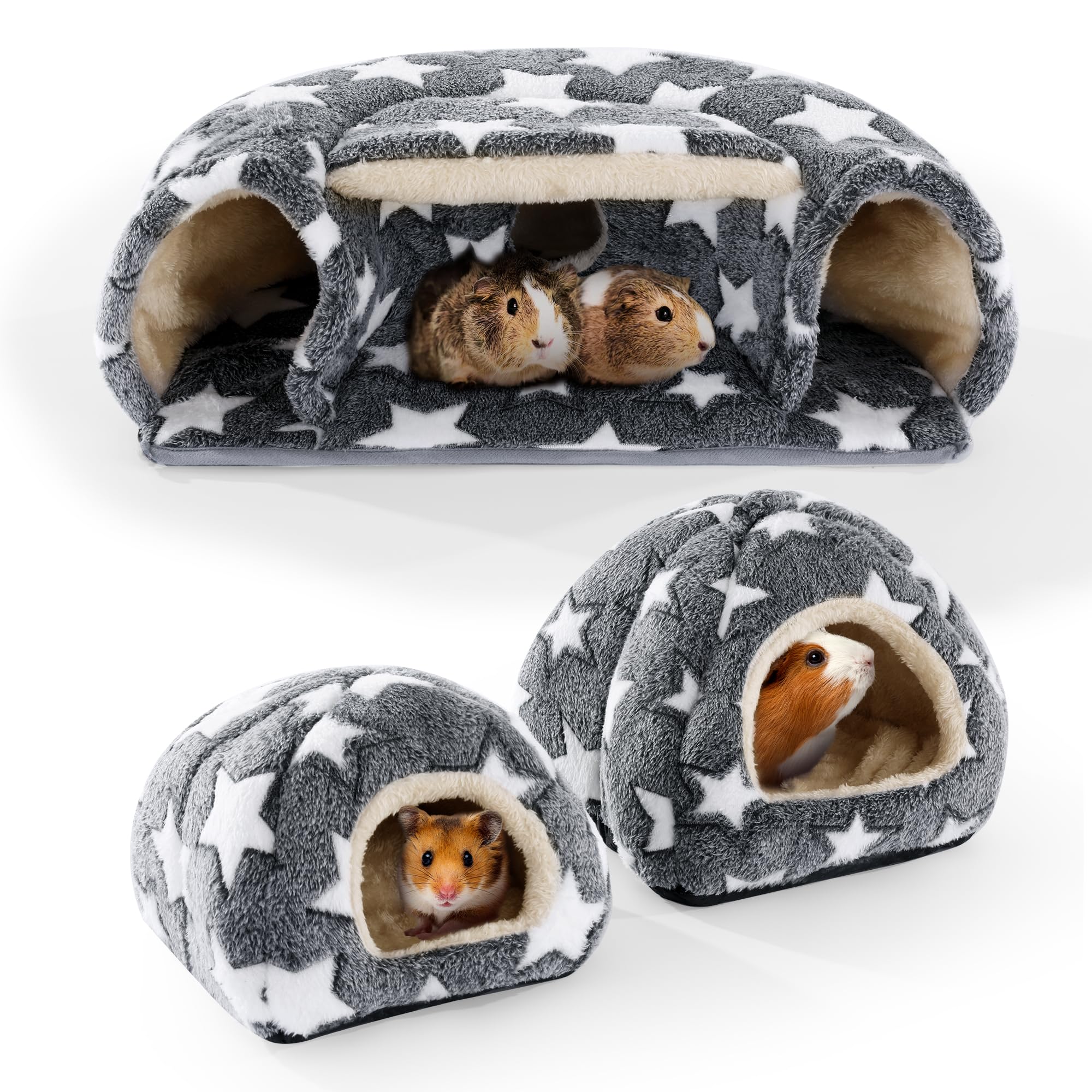MABOZOO 3-pack guinea pig houses and accessories in gray for cozy shelter.