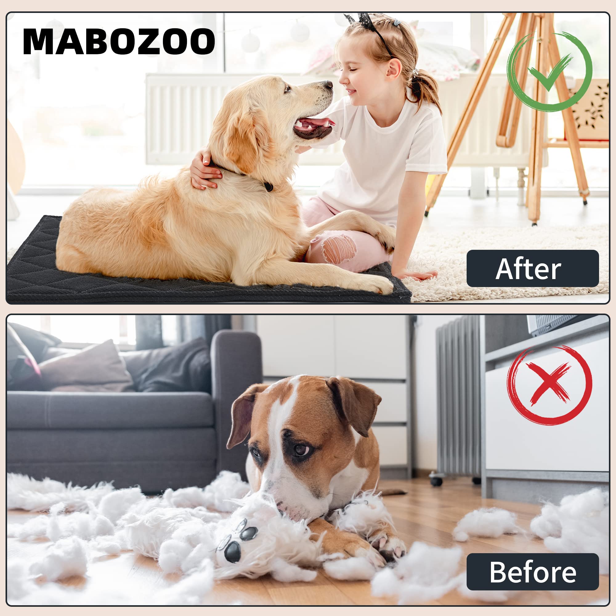 MABOZOO Machine-washable dog pad for easy cleaning after messes.