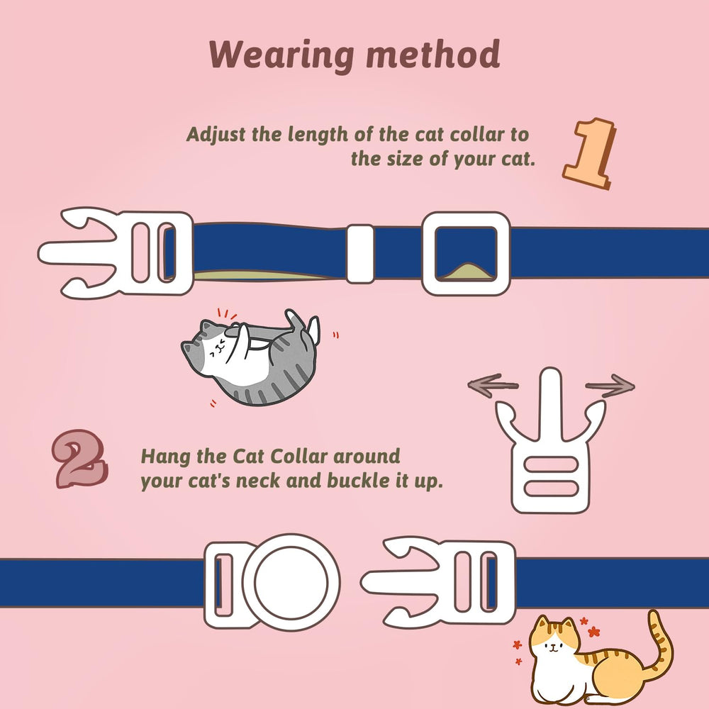 Maca Bates bright-colors cat collar for easy recognition indoors