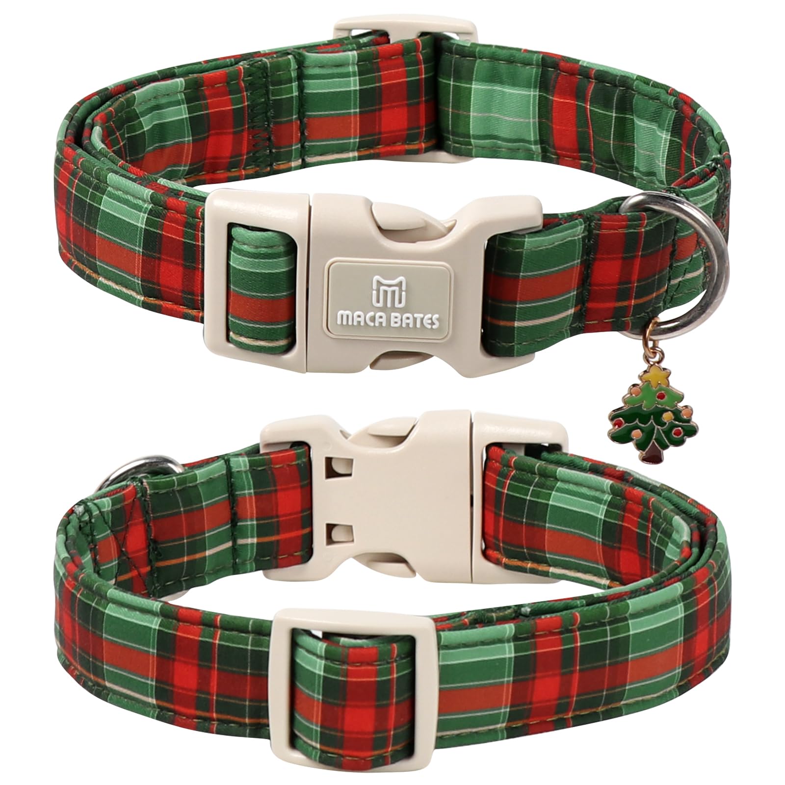 Maca Bates dog wearing collar during Christmas photos boosts festive appeal