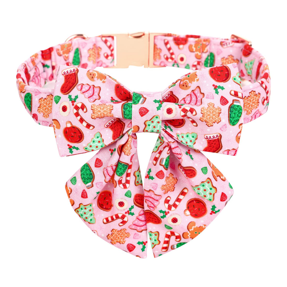 M MACA BATES Christmas pink dog collar with sailor bow for festive photos and safe wear