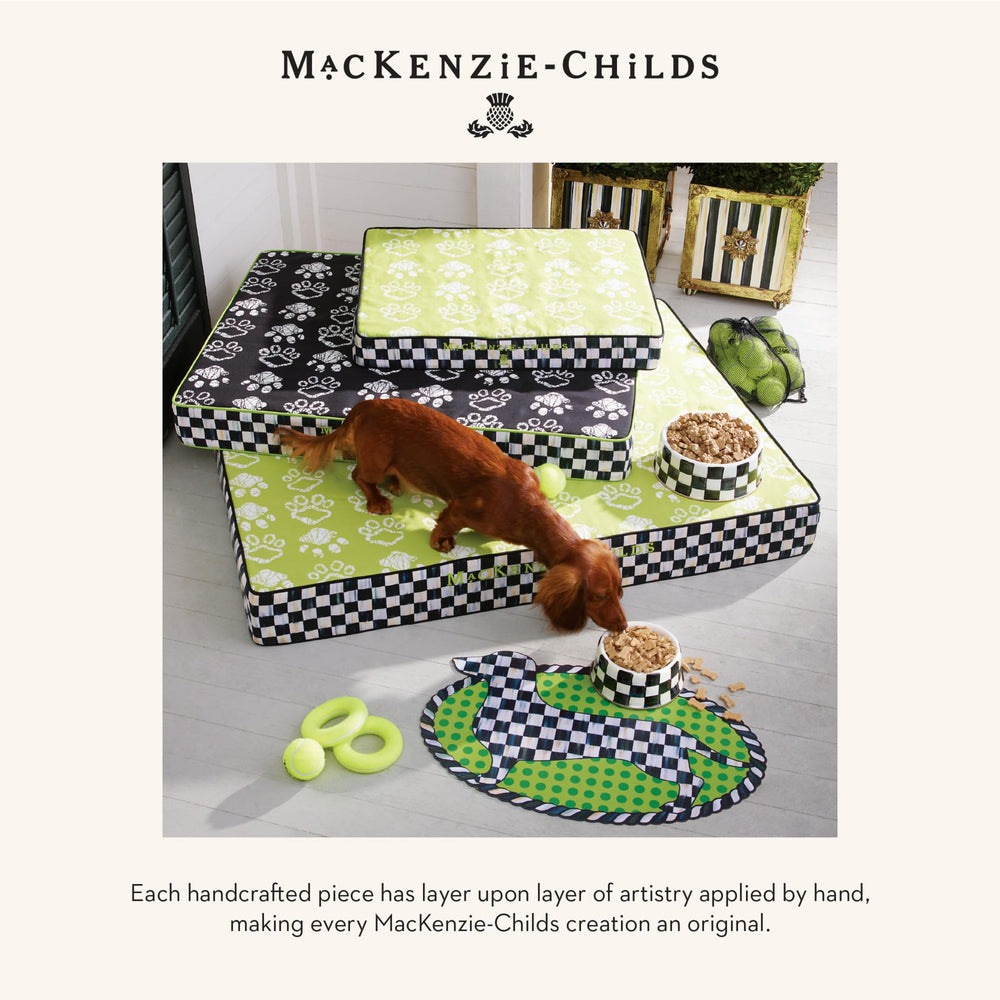 MACKENZIE-CHILDS gift-ready pet bowl packaging and display.