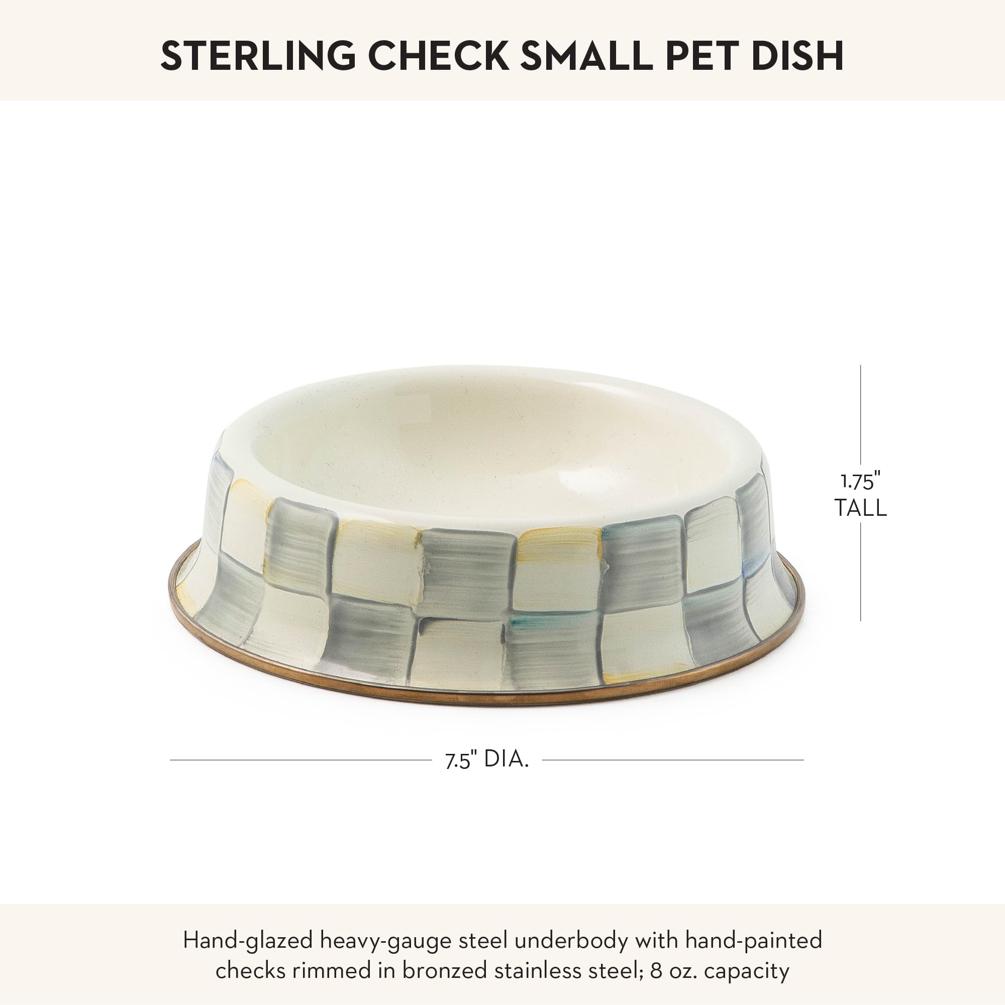 Mackenzie-Childs pet bowl durable feeding dish for cats and small dogs.