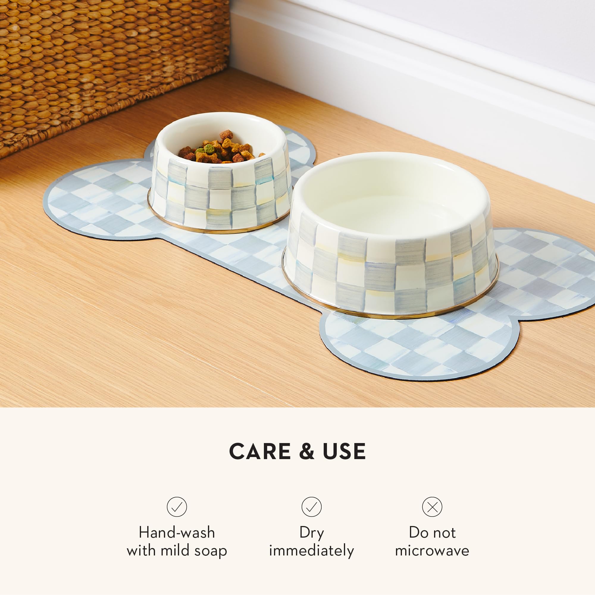 Mackenzie-Childs pet bowl indoor-outdoor use fits any space.