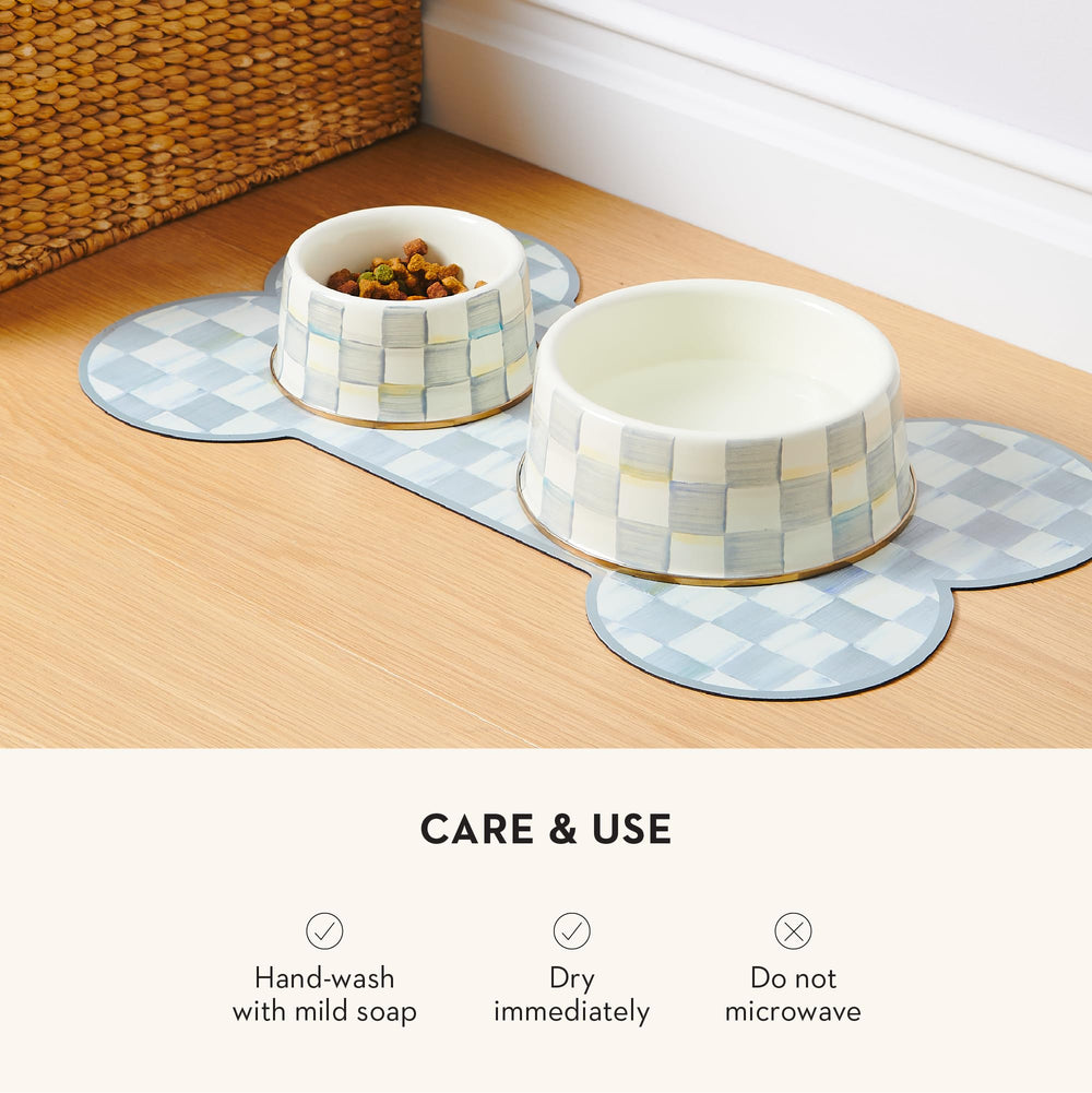 Mackenzie-Childs pet bowl indoor-outdoor use fits any space.