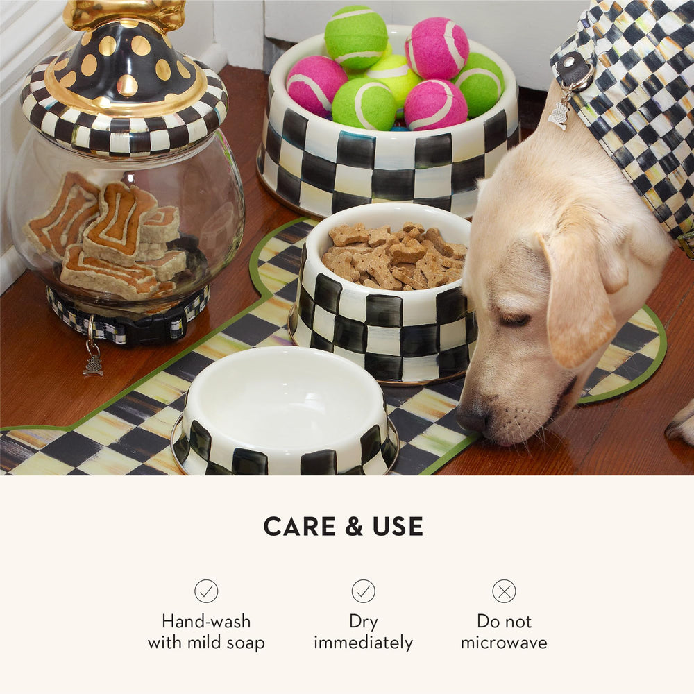 MACKENZIE-CHILDS pet bowl ideal for cat meals and water.
