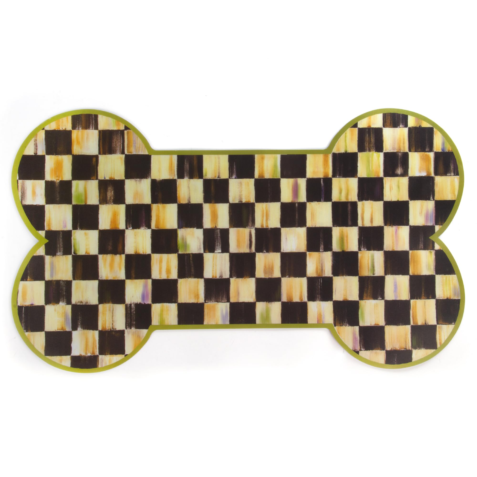 Mackenzie-Childs Pup Placemat bone-shaped mat keeps floors clean during meals and adds charm.