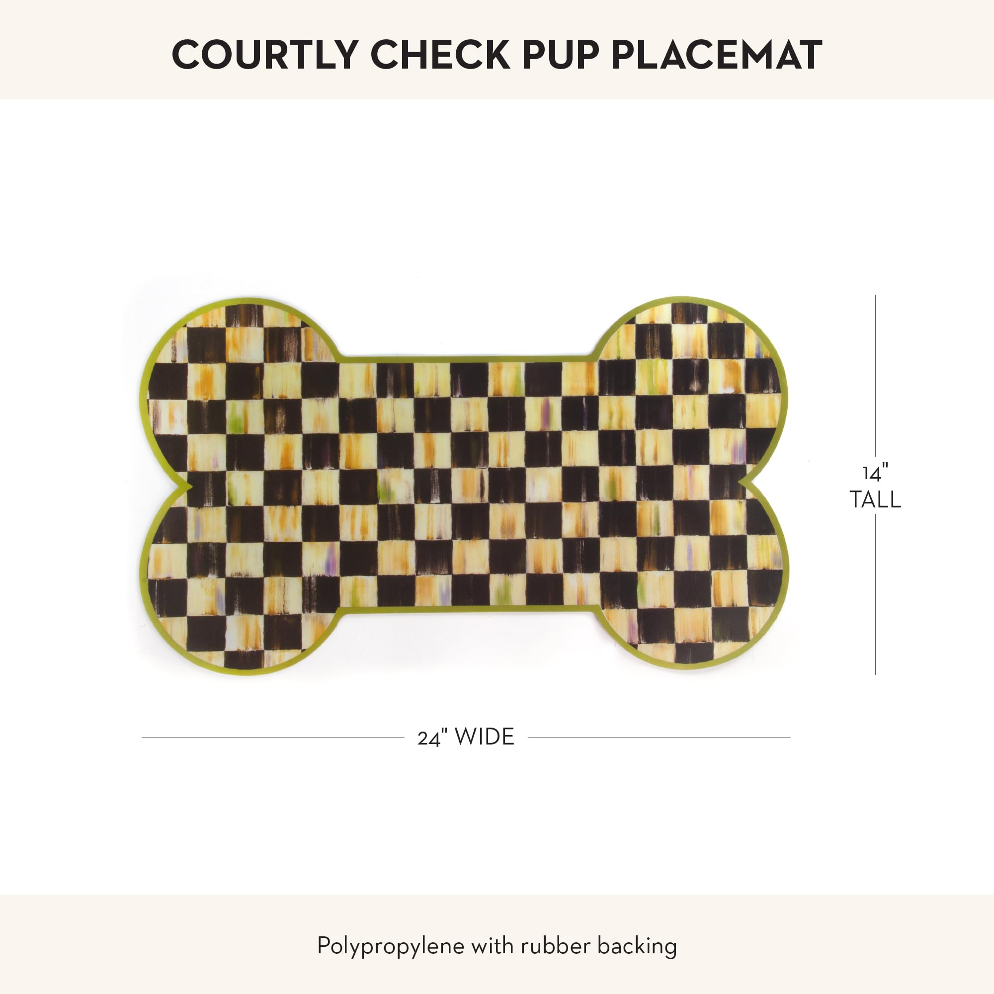 Mackenzie-Childs Pup Placemat cat bowls on mat pairs with bowls for coordinated dining and decor.