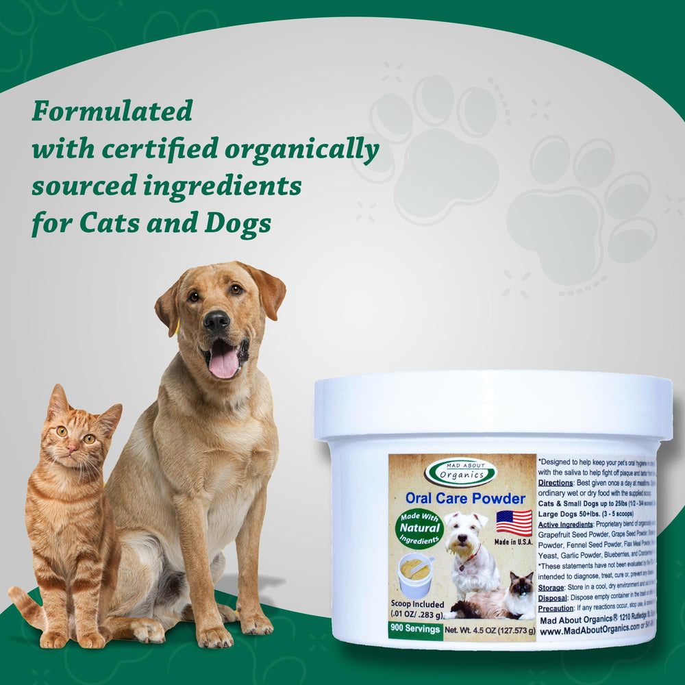 Easy daily use of Mad About Organics powder over pet food