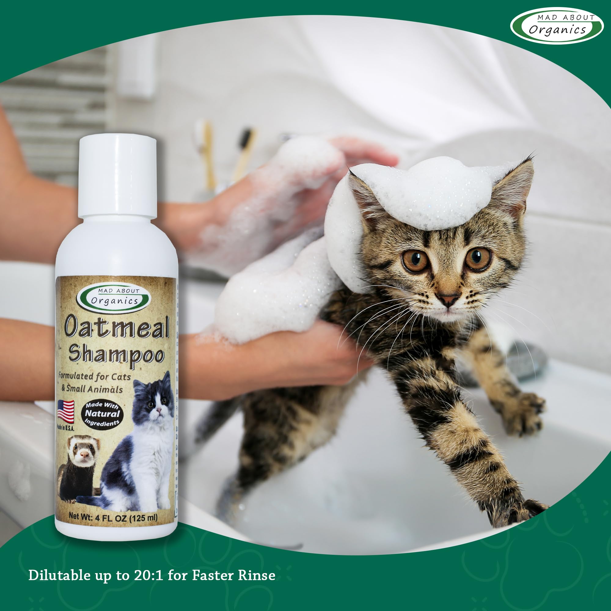 Mad About Organics oatmeal shampoo skin and coat close-up highlights soft coat health