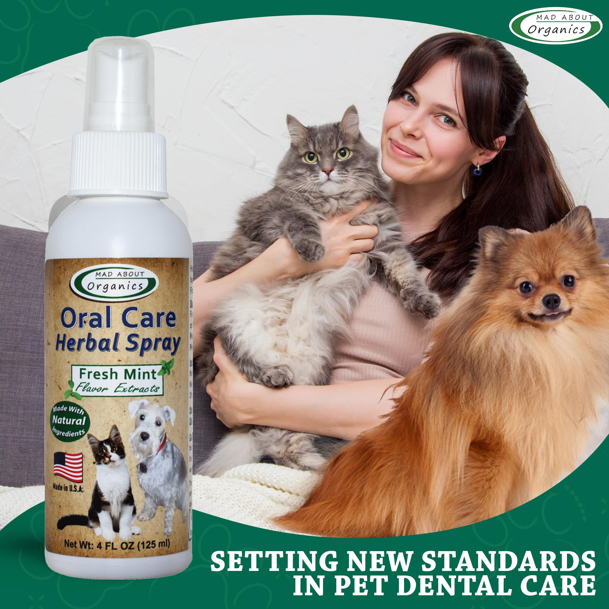 Mad About Organics wintergreen, spearmint and peppermint aroma freshens breath.