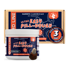 Maddie's Ultra Easy Pill-Dough Wrap jar demonstrates quick pill pockets for easier administration.