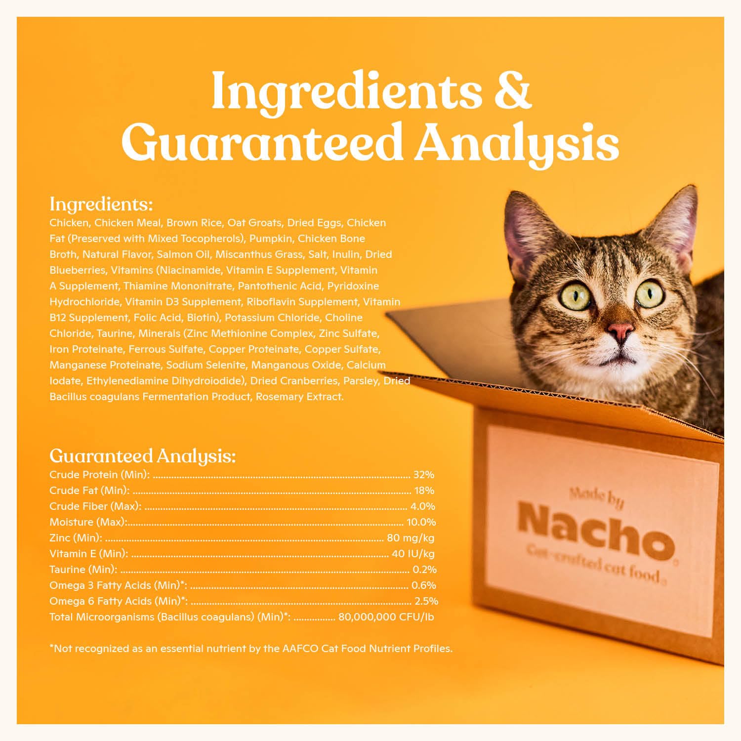 Made by Nacho kibble ingredients highlight limited ingredient, grain-friendly recipe.