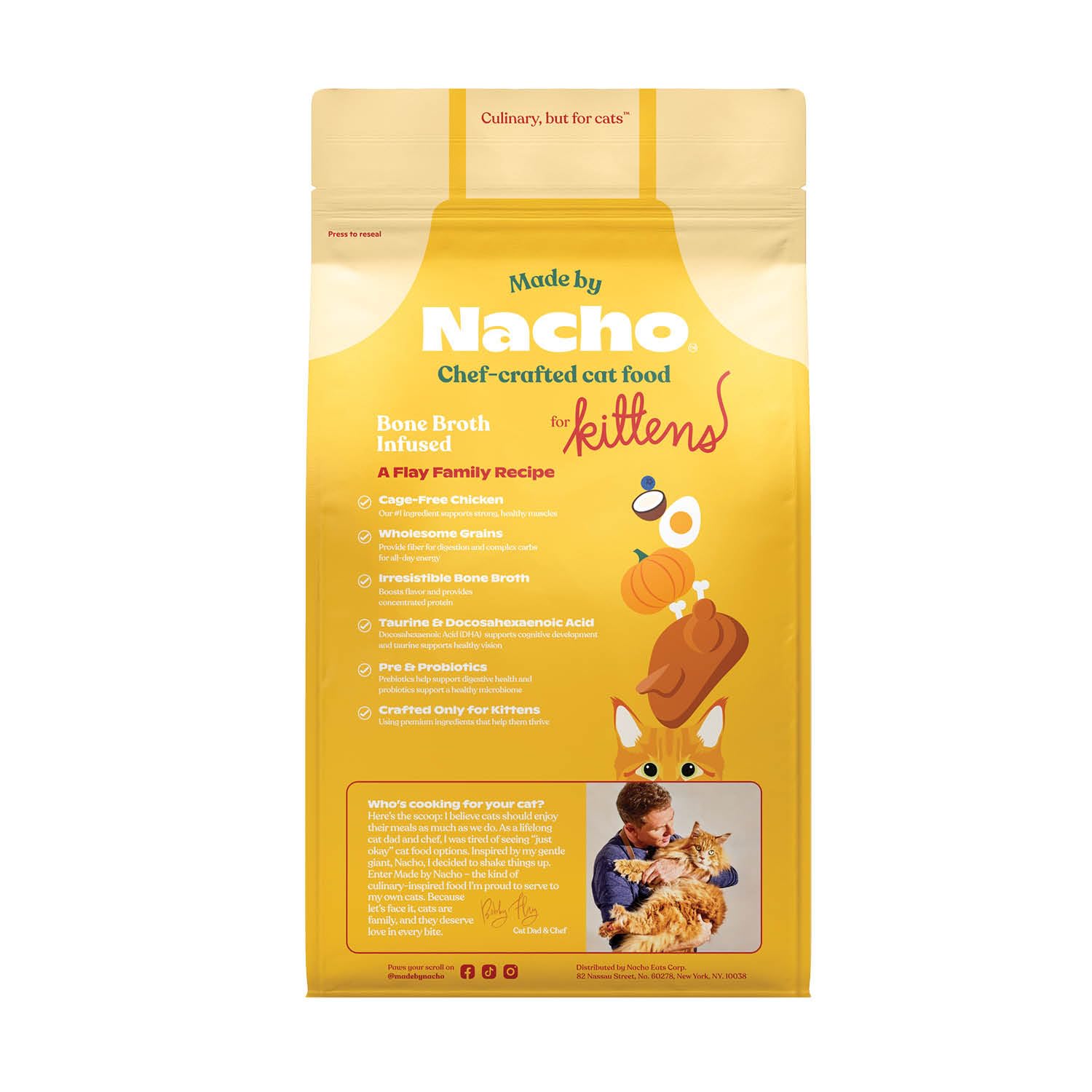 Made by Nacho high-protein chicken-liver cat-food image signals nutritious energy.