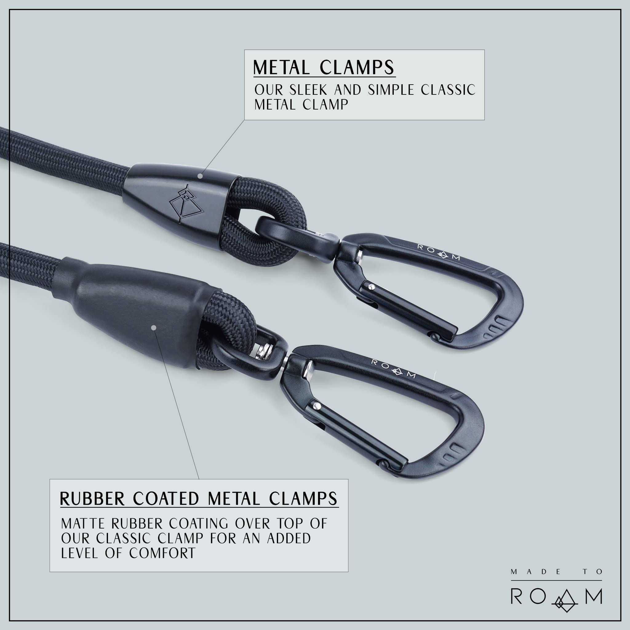 MADE TO ROAM Premium Everyday Leash 12mm rope connection with secure clamps