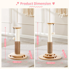 Made4Pets dangling plush ball on the post for interactive play.