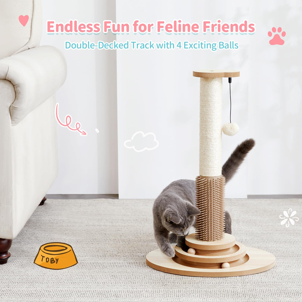 Living room setup featuring Made4Pets 23-inch vertical cat playground.
