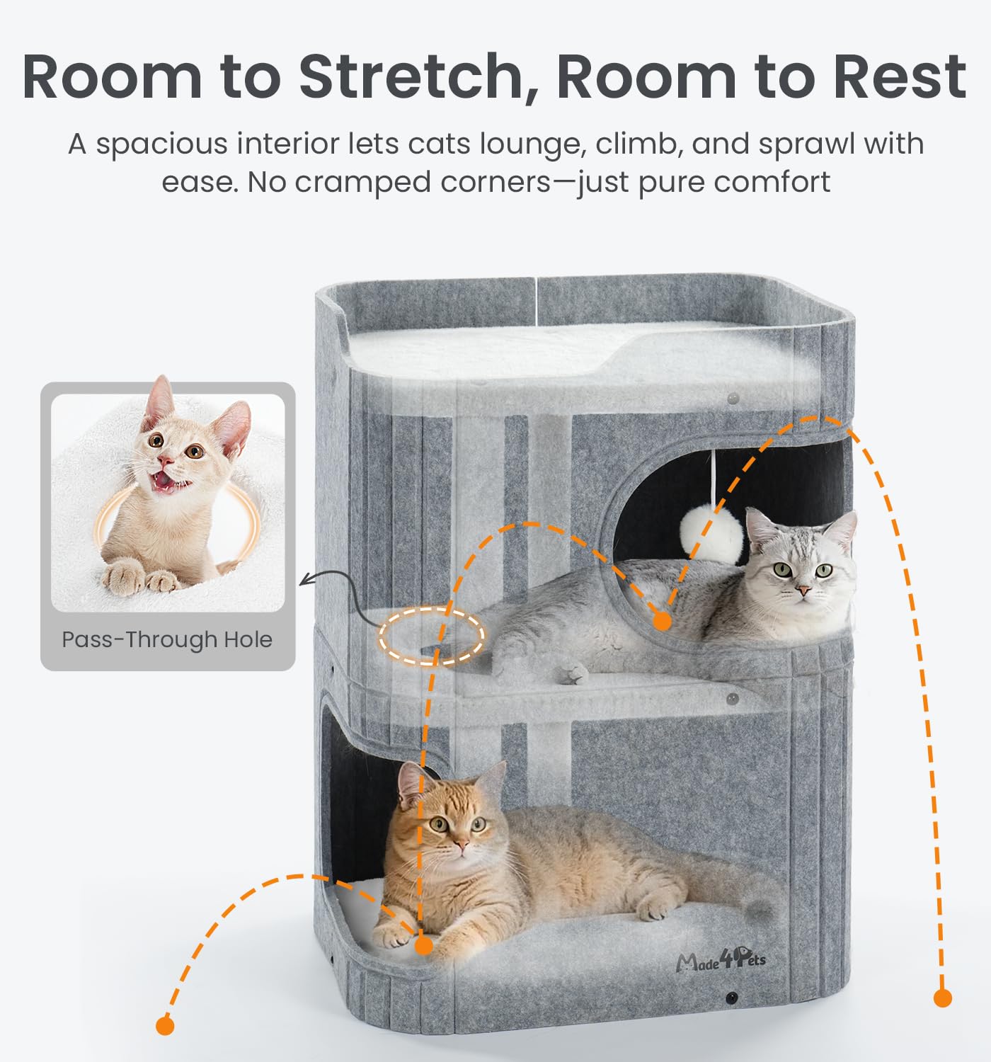MADE 4 PETS cat house quick assembly saves setup time.