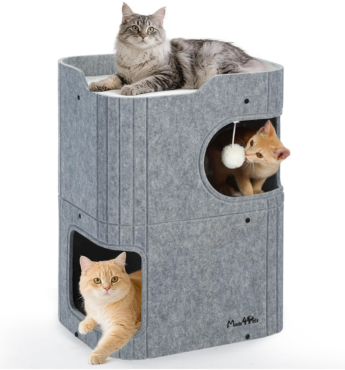 MADE 4 PETS cat house indoor 2-storey cube bed provides a private cozy retreat.