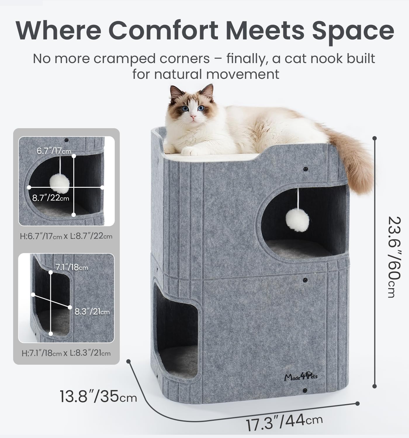 MADE 4 PETS cat house modern cube design complements home décor.