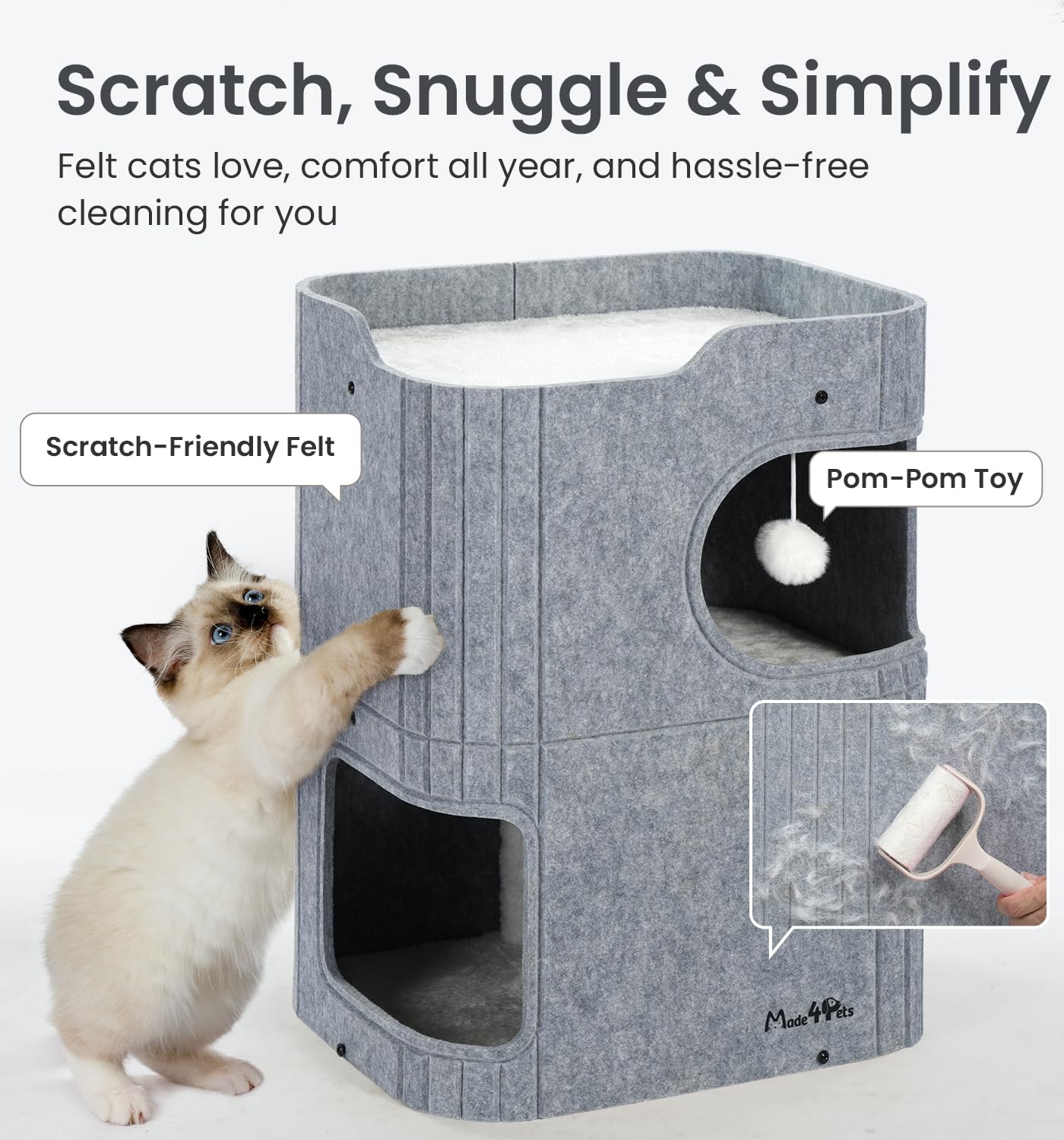 MADE 4 PETS cat house top perch catches sunlight for relaxing observation.
