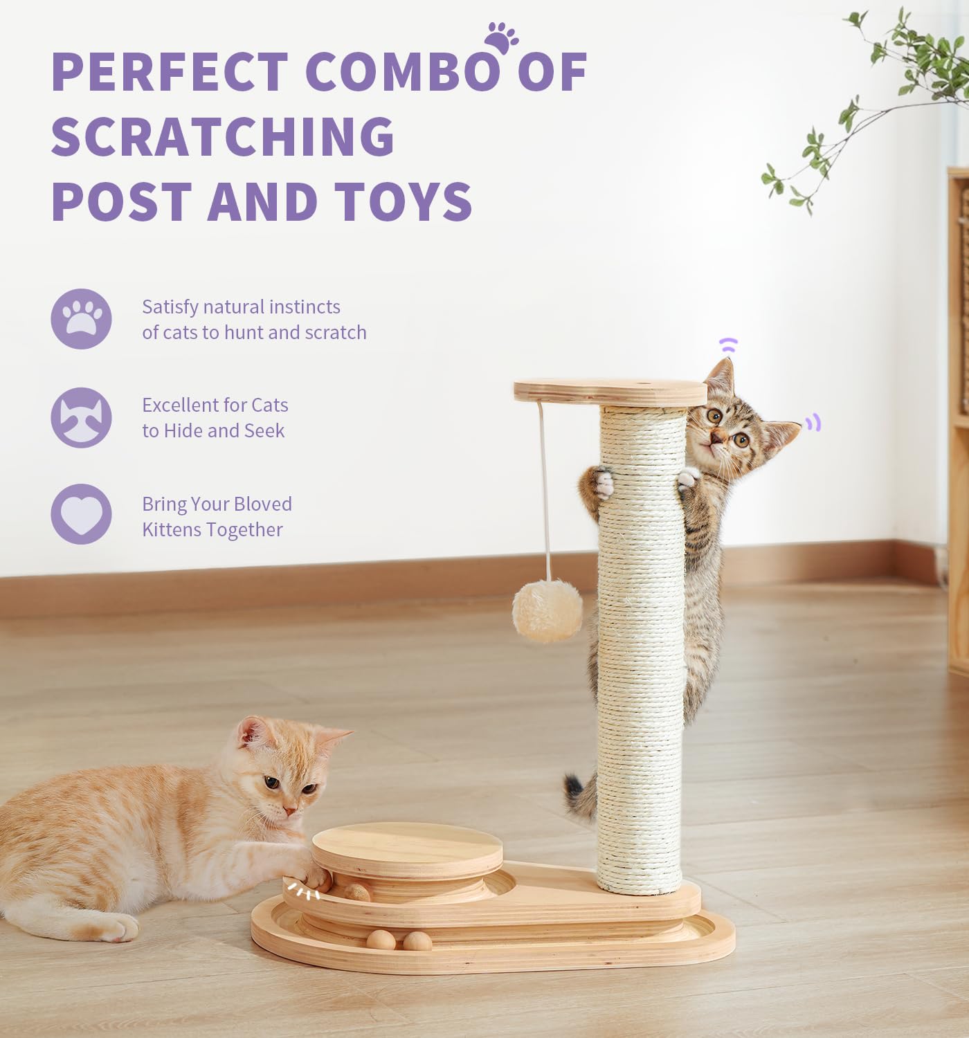 MADE 4 PETS cat-scratching-post-3-tier-track for batting and pouncing.