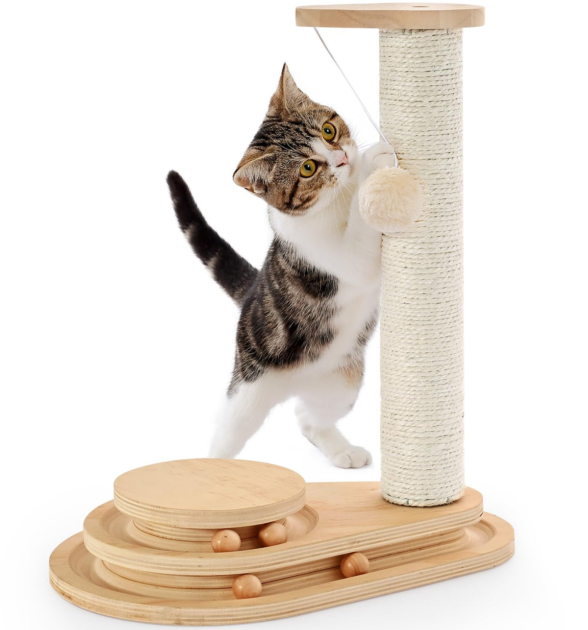 MADE 4 PETS cat-scratching-post-ball-top for interactive play and claw sharpening.