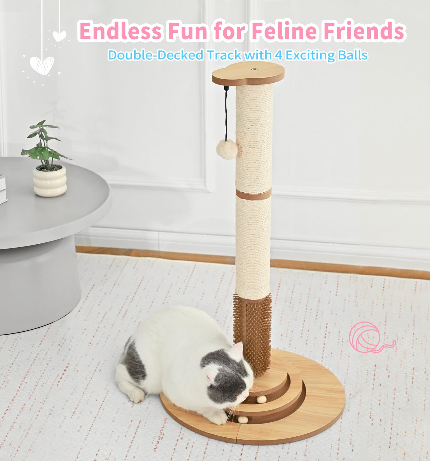Made4Pets beige finish blends with home decor while entertaining cats